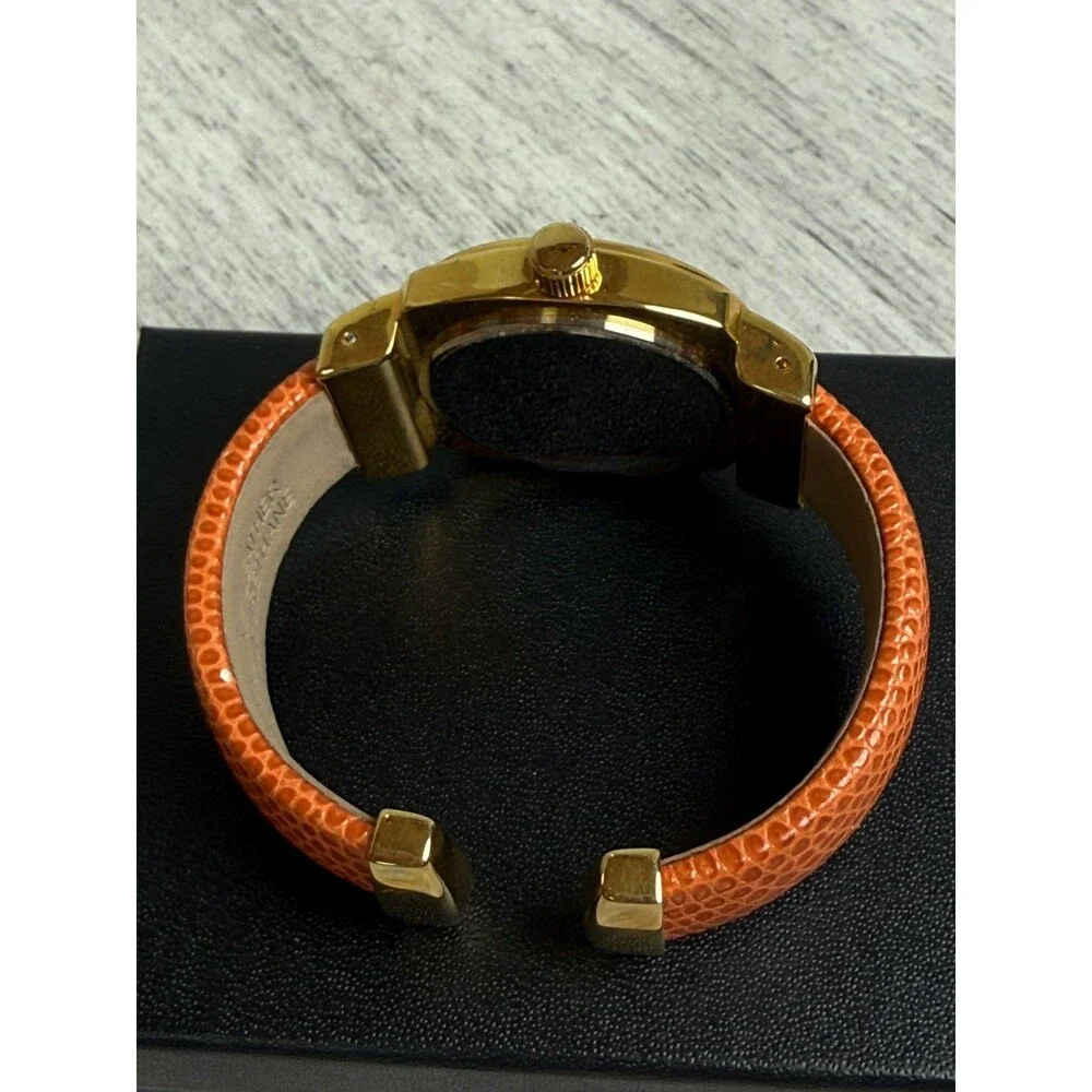 Joan Rivers Orange Gold Toned Wristwatch Adjustable Buckle Band Japan Movement